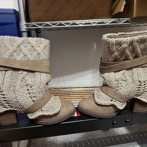 naughty monkey Taupe Knit Slouch Ankle Boots with Wrapped Straps